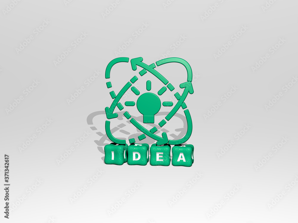 Poster idea 3d icon on cubic text - 3d illustration for concept and background