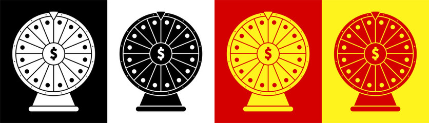 wheel of fortune with a dollar sign in center. Luck, casino and gambling. Spin the roulette, try your luck. Minimalistic vector