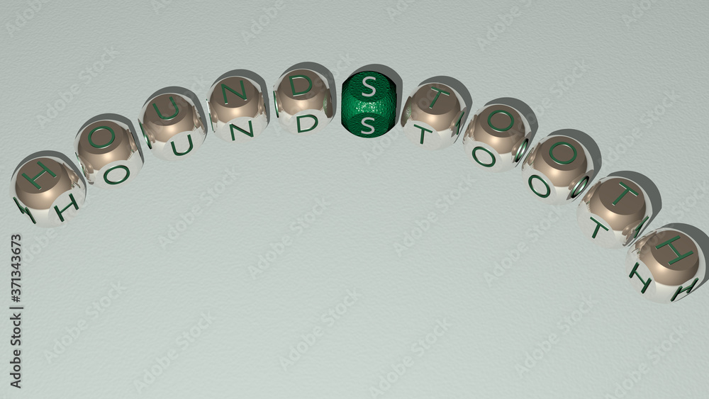 Poster houndstooth text of dice letters with curvature - 3d illustration for pattern and seamless