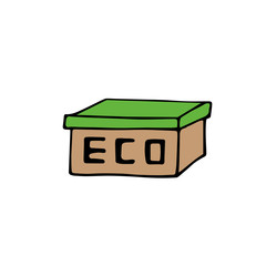 eco box sign. drawn box with the inscription eco.hand drawn box with the word eco.