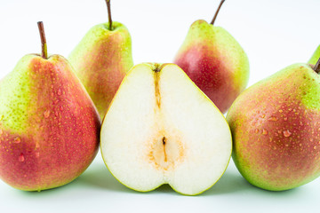 Sliced fresh red crispy pear pulp