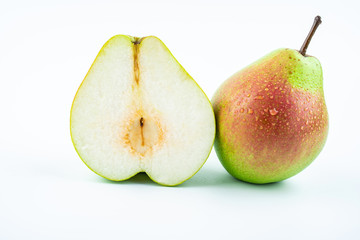 Sliced fresh red crispy pear pulp