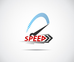 Speed, vector logo racing event, with the main elements of the modification speedometer