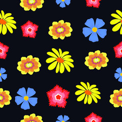 seamless floral pattern with trendy black background