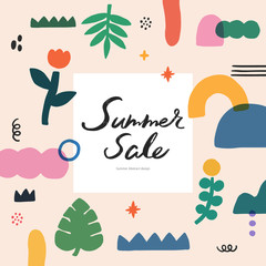 summer shopping event illustration. Banner.Tropical