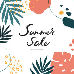 Fototapeta na wymiar summer shopping event illustration. Banner.Tropical