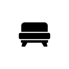 Couch icon in black flat glyph, filled style isolated on white background