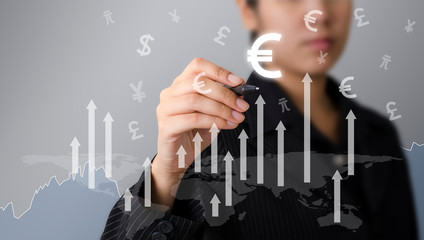 Business Woman present EUR Currency 
