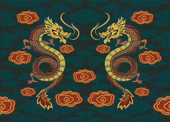 Chinese dragon, with modern colors, very artistic and aesthetic background, illustration, Vector, EPS 10