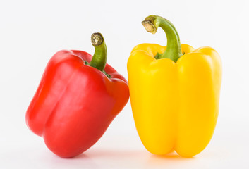 red, yellow bell pepper isolated on white background