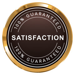 100% satisfaction guaranteed badge gold glossy metallic logo