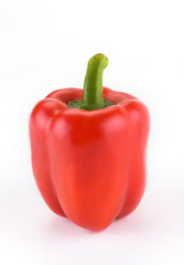 red, yellow bell pepper on white background