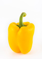 red, yellow bell pepper on white background
