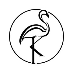 crane heron initial K logo creative concept