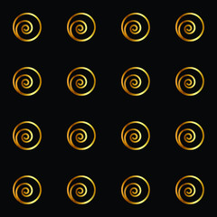 Spiral seamless pattern with golden color spiral curls