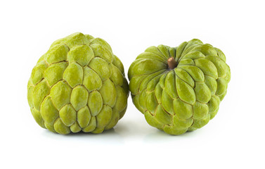 Ripe sugar apple (custard apple) fruit isolated on white background