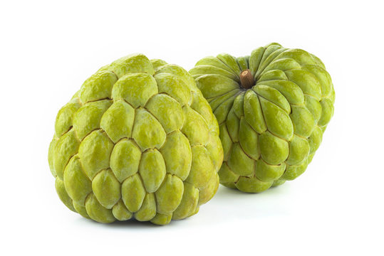 Close-up of Ripe sugar Apple (custard apple) fruit on white background