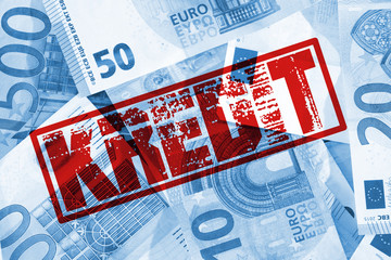 Euro Geldscheine und Stempel Kredit