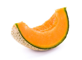 slice of Cantaloupe melon isolated on white background