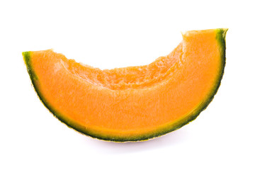 slice of Cantaloupe melon isolated on white background