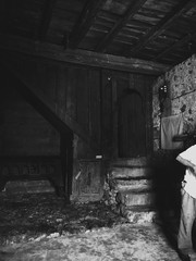 young woman in abandoned building