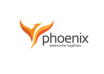 Fototapeta na wymiar luxury phoenix logo concept, best phoenix bird logo design, phoenix vector logo,creative logo of mythological bird