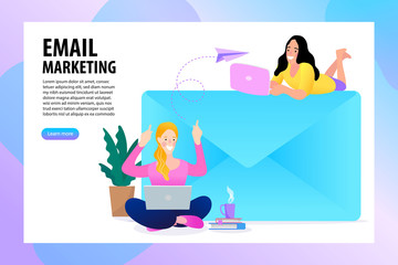 E-mail marketing concepts. Newsletter. mail notification. Social network. Businessman vector illustration.