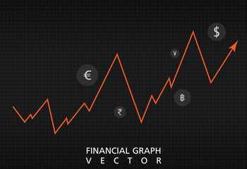 Financial currency chart graph vector editable