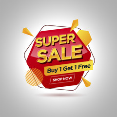 Super Sale promotion banner, Hexagonal shape