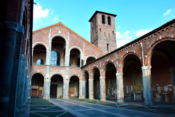 Fototapeta na wymiar Basilica of St Ambrose in Milan, Italy