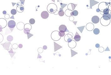 Light Pink, Blue vector background with triangles, circles.