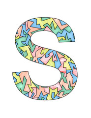 letter S for ad design or text with stained glass style
