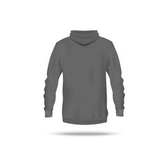 Men or women hoodie sweatshirt back view realistic vector illustration isolated.