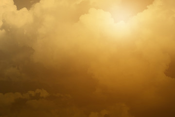 Beautiful Gold color sky with clouds background