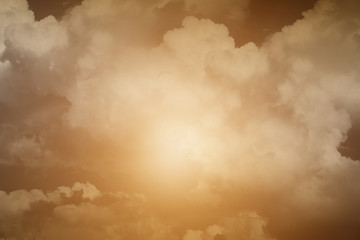 Beautiful Gold color sky with clouds background