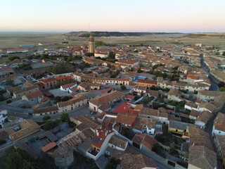 Ampudia, village with castle in Palencia,Spain. Aerial Drone Photo