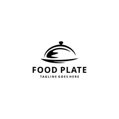 Fototapeta na wymiar Illustration food plate silhouette restaurant logo design