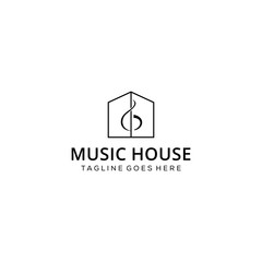 Creative Illustration modern music house sign logo design template