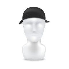 Black bandana on head of mannequin realistic vector mockup illustration isolated.