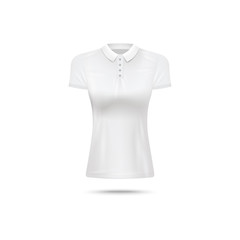 Women's fitted white polo mockup - realistic female fashion apparel template