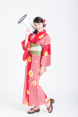 拡声器を持つ女性