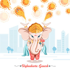 Ganesha. Vighnaharta Ganesh.
Ganesha coming to protect us with her power illustration vector 