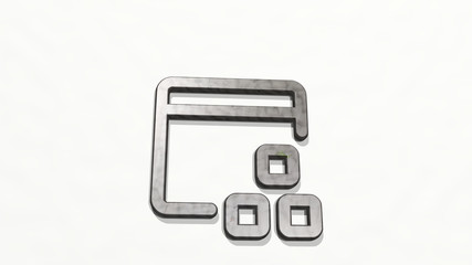 app window module 3D icon on the wall - 3D illustration for design and background