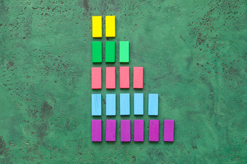 Wooden blocks on color background