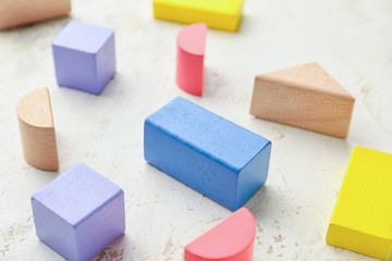 Wooden blocks on light background