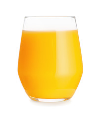 Fototapeta na wymiar Glass of fresh orange juice on white background