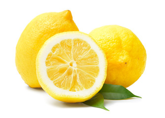 Fresh lemons on white background