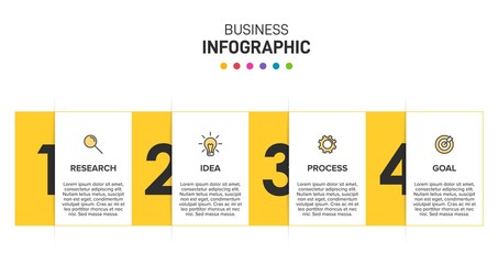 Fototapeta premium Infographic design with icons and 4 options or steps. Thin line vector. Infographics business concept. Can be used for info graphics, flow charts, presentations, web sites, banners, printed materials.