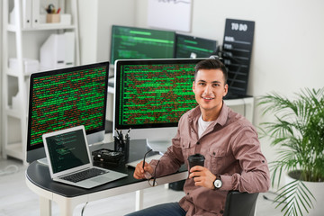 Portrait of male programmer in office