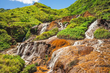 Fototapeta na wymiar Scenery of Golden Waterfall in new taipei city, taiwan
